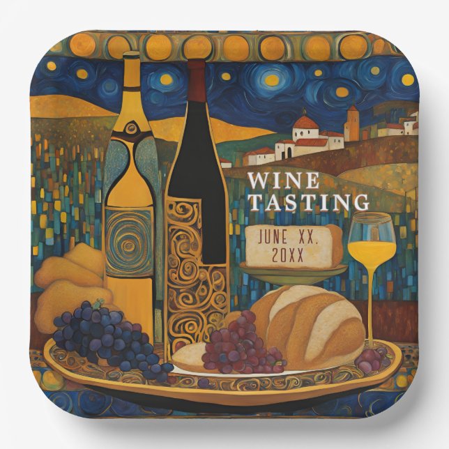 Assiettes En Carton Événement de dégustation de vins (Recto)