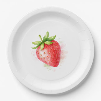 Assiettes En Carton Événement de fête à l'aquarelle jolie fraise