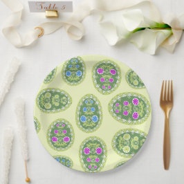 Assiettes En Carton Evénement religieux Jaune OEufs de Pâques Motif