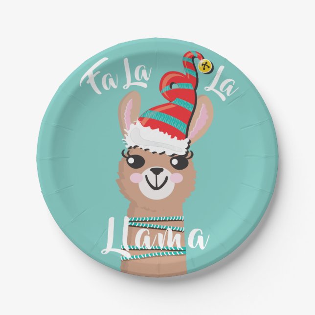 Assiettes En Carton fa la llama Noël Plaques de Noël (Devant)