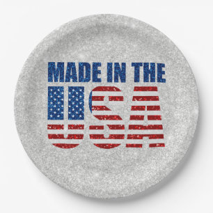 Assiettes En Carton Fabriqué aux États-Unis Glitter 4 juillet