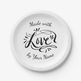 Assiettes En Carton Fabriqué avec amour des plaques de papier lettré à