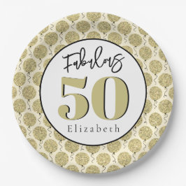 Assiettes En Carton Fabuleux 50 Or Plaque Papier Anniversaire