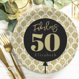 Assiettes En Carton Fabuleux 50 Or Plaque Papier Anniversaire