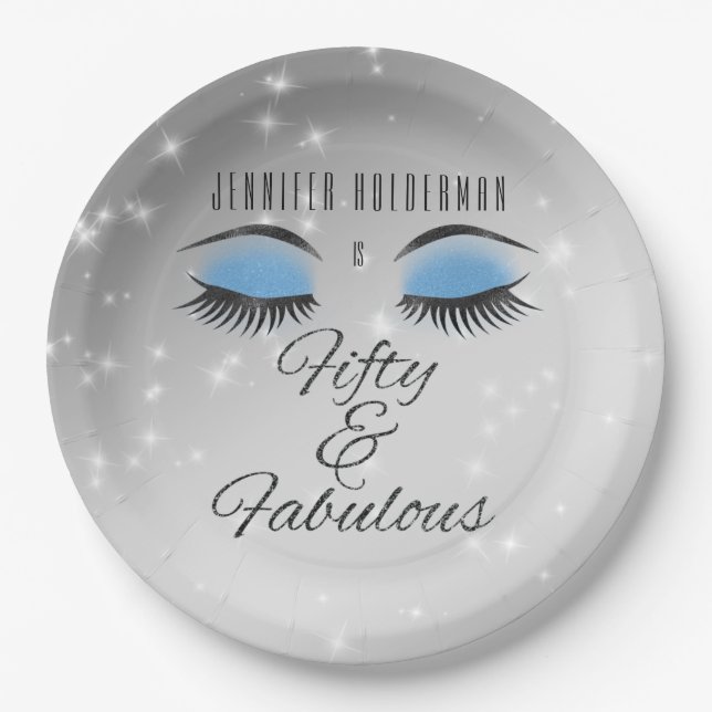 Assiettes En Carton Fabuleux 50 Plaques de papier de verre bleu noir (Devant)
