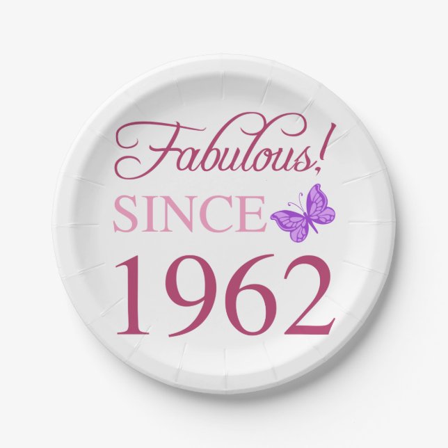Assiettes En Carton Fabuleux 60e anniversaire féminin 1962 (Devant)