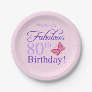 Assiettes En Carton Fabuleux 80e anniversaire pour les femmes