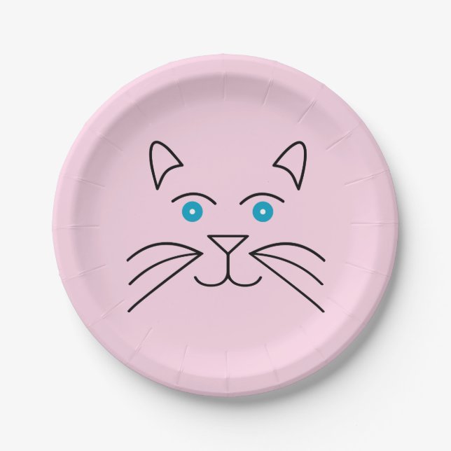Assiettes En Carton Face de chat (Devant)