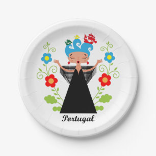 Assiettes En Carton Fado chanteuse avec caravelle portugaise