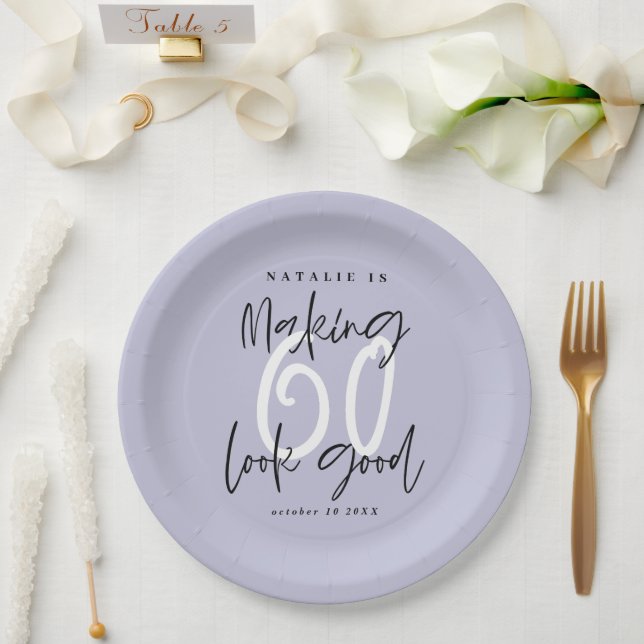 Assiettes En Carton Faire 60 belle couleur soixantième anniversaire (Mariage)
