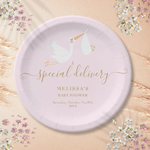 Assiettes En Carton Faire-part de naissance cigogne Baby Shower Sprink
