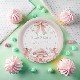 Assiettes En Carton Fairy Girls Mushroom House Ribbon Twins Anniversai