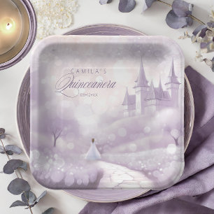 Assiettes En Carton Fairytale Princess Quinceanera Lavender ID1030