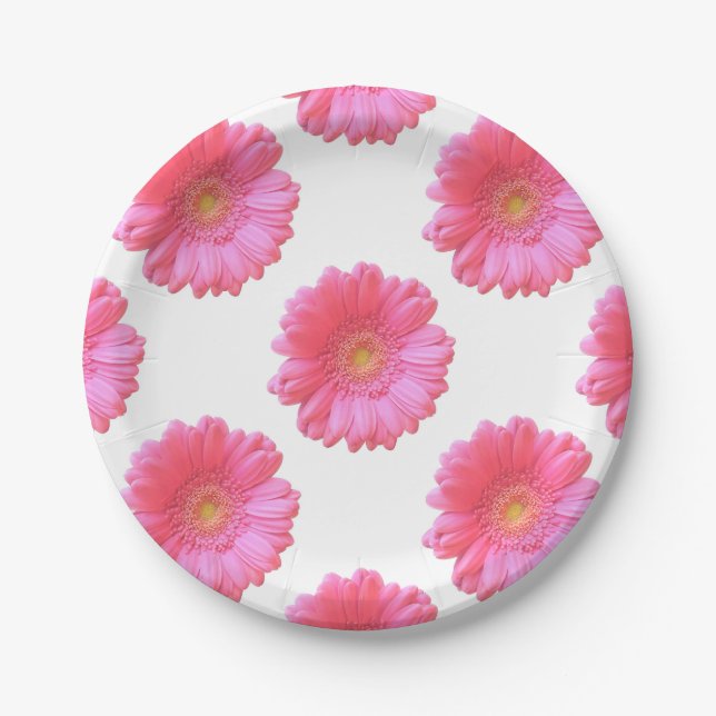 Assiettes En Carton Faisée de gerbera rose (Devant)