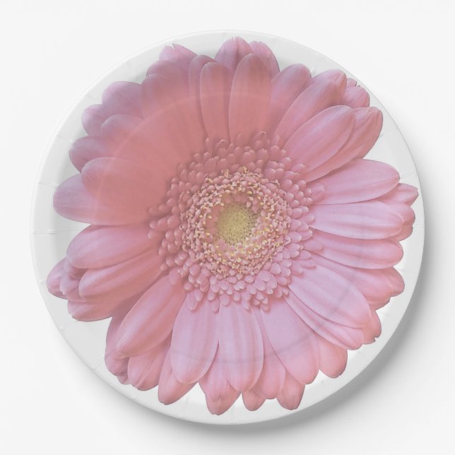 Assiettes En Carton Faisée de gerbera rose pâle (Devant)