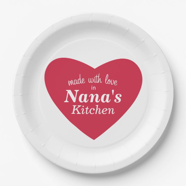 Assiettes En Carton Fait avec l'étiquette de nourriture d'amour (Devant)