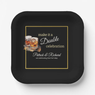 Assiettes En Carton Faites-en une double célébration Black Whiskey Gla