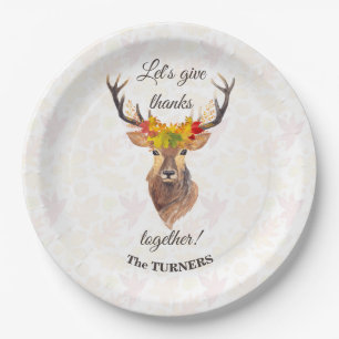 Assiettes En Carton Fall Deer Remercions ensemble Thanksgiving