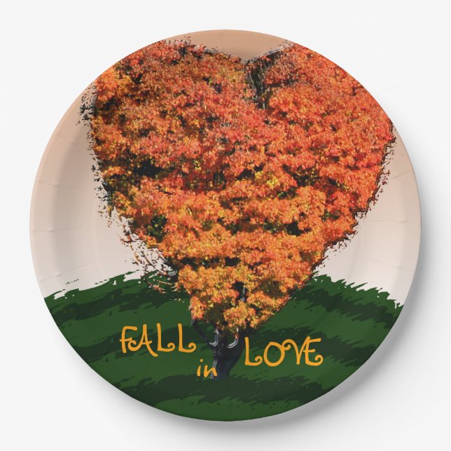 Assiettes En Carton Fall In Love Automne Mariage Rustic Design (Devant)
