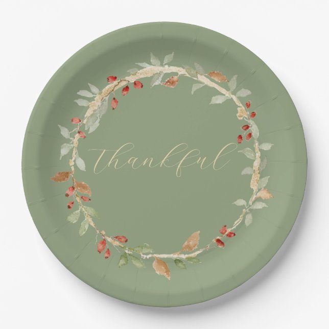 Assiettes En Carton Fall Wreath Thanksgiving (Devant)