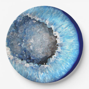 Assiettes En Carton Falln Geode en cristal bleu