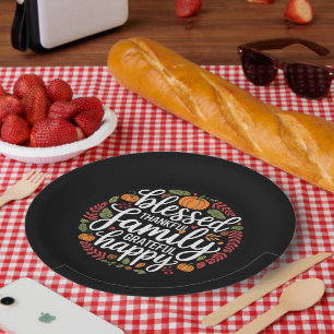 Assiettes En Carton Famille bénie et reconnaissante, dîner de Thanksgi