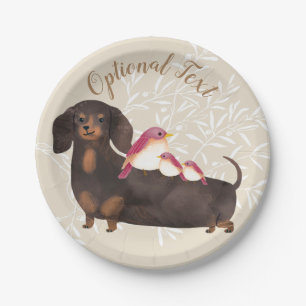 Assiettes En Carton Famille Dachshund et Birds