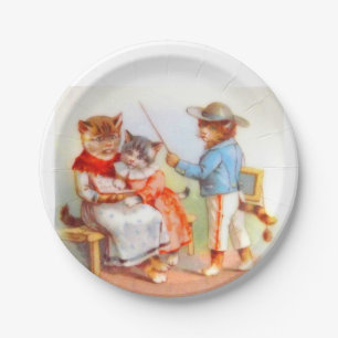 Assiettes En Carton Famille de chats victoriens habillés