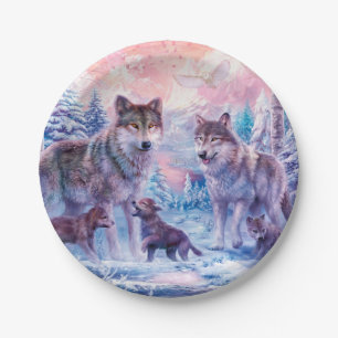 Assiettes En Carton Famille De Loups Peignant