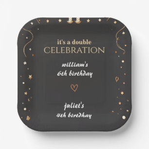 Assiettes En Carton famille frère Noir simple moderne Joint Anniversai
