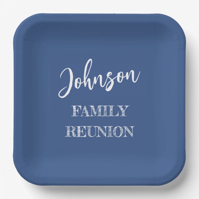 Assiettes En Carton Famille personnalisée bleu de réunion (Recto)