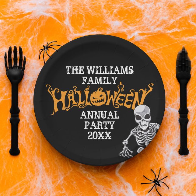 Assiettes En Carton Famille personnalisée Halloween Parti annuel Skele (Créateur téléchargé)