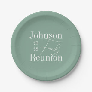 Assiettes En Carton Famille personnalisée Réunion Sage Green Party