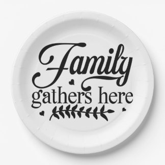 Assiettes En Carton famille se réunit ici
