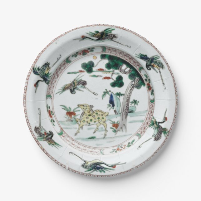 Assiettes En Carton Famille verte porcelaine chinoiserie (Devant)