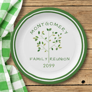 Assiettes En Carton Family Reunion Green Family Tree Personnalisé