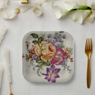 Assiettes En Carton Fancy Florale