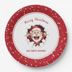 Assiettes En Carton Fantaisie Noël Noël Fête Rouge Blanc
