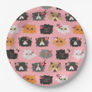 Assiettes En Carton Fantastiques chats perses roses