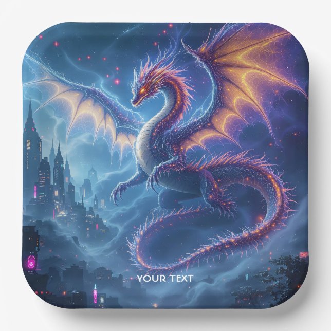 Assiettes En Carton Fantasy Cute Blue Dragon City (Recto)