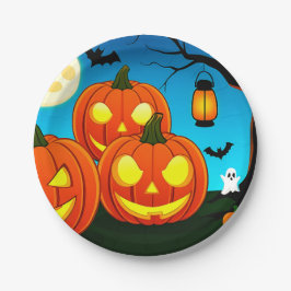 Assiettes En Carton Fantôme d'Halloween, Citrouilles, chauves-souris