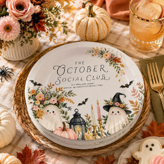 Assiettes En Carton Fantôme Floral Élégant Rassemblement d'Automne