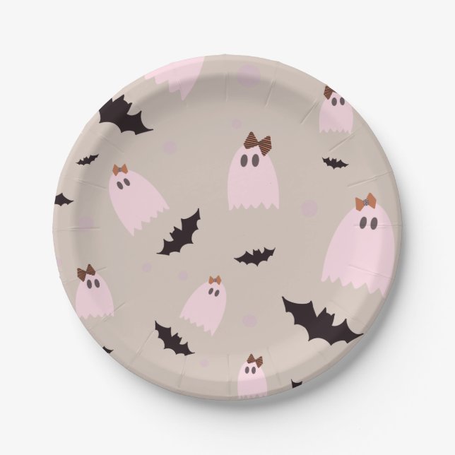 Assiettes En Carton Fantômes avec des vaches fête d'Halloween (Devant)