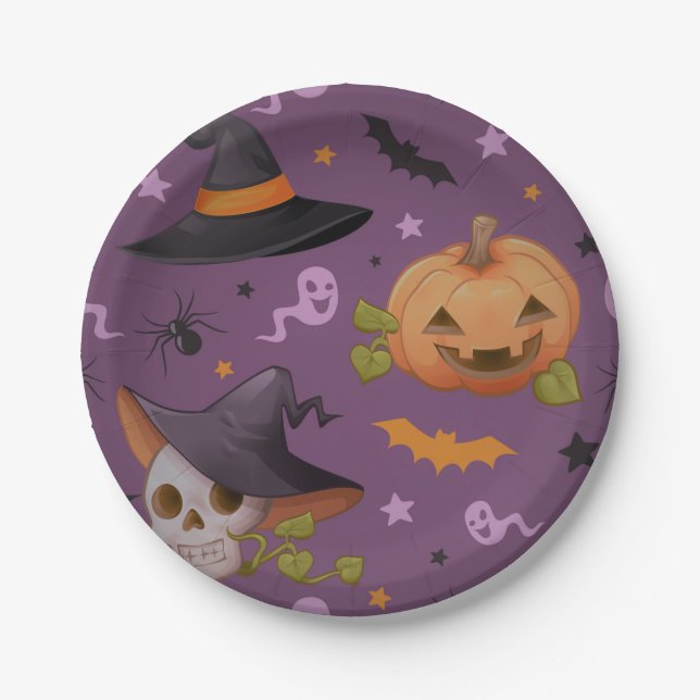 Assiettes En Carton Fantômes d'Halloween (Devant)