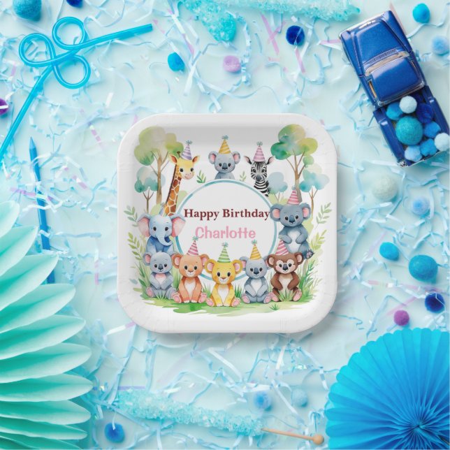 Assiettes En Carton Far One mignonne Jungle Animal anniversaire enfant (Fête)