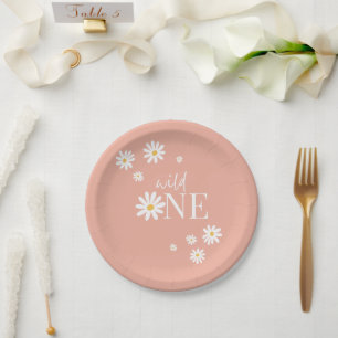 Assiettes En Carton Far One Rose Daisy 1er anniversaire