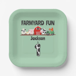 Assiettes En Carton Farmyard Amusement 1er anniversaire ferme Animal E