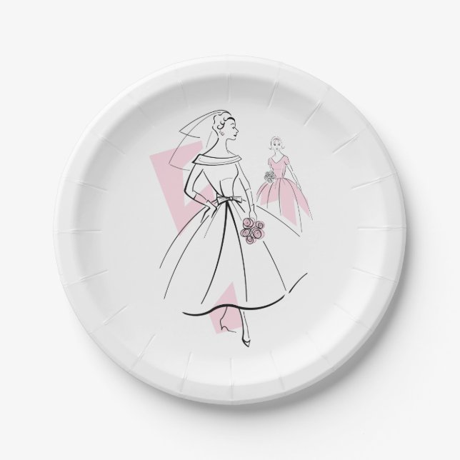 Assiettes En Carton Fashion Bride Pink Group plaques papier (Devant)
