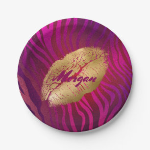 Assiettes En Carton Fashion Lips Fuchsia Poster de animal