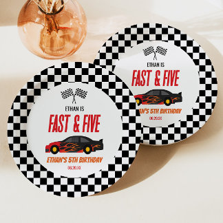 Assiettes En Carton Fast & Five Red Flame Race Car 5e fête d'anniversa